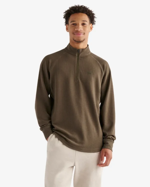 Shop Roots Active Grid Half Zip Stein FATIGUE