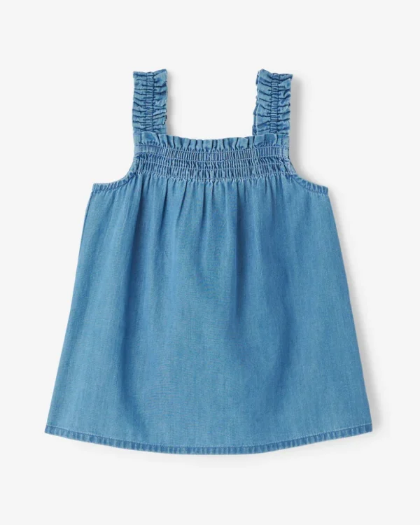 New Roots Baby Chambray Smocked Dress WASHED INDIGO