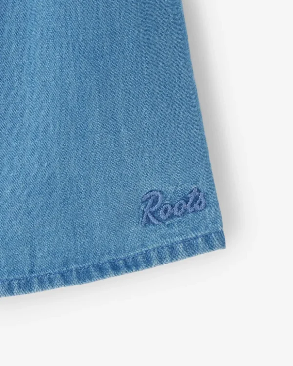 New Roots Baby Chambray Smocked Dress WASHED INDIGO