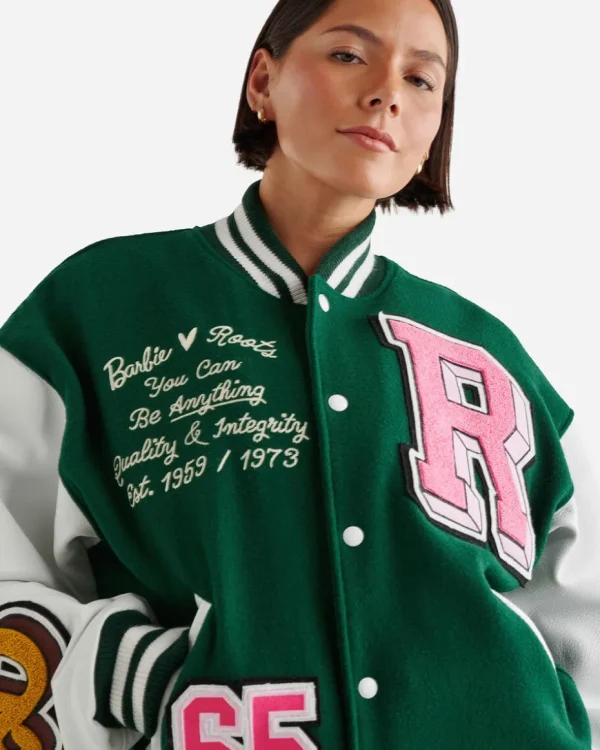 Clearance Roots Barbie™ X 65 Varsity Jacket PINE GROVE