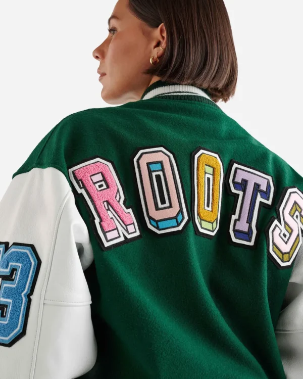 Clearance Roots Barbie™ X 65 Varsity Jacket PINE GROVE