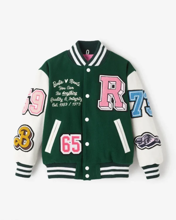 Shop Roots Barbie™ X Kids 65 Varsity Jacket PINE GROVE