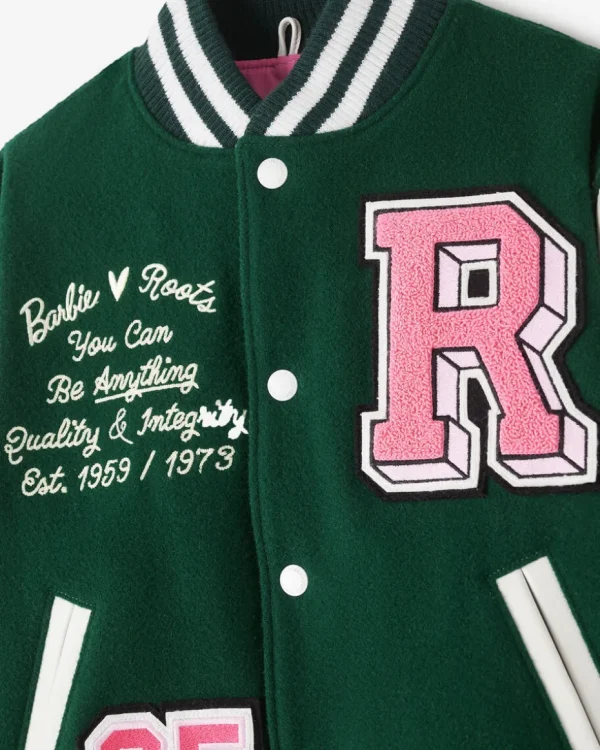 Shop Roots Barbie™ X Kids 65 Varsity Jacket PINE GROVE