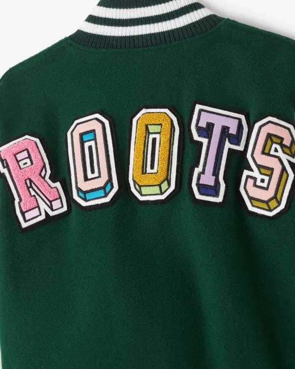 Shop Roots Barbie™ X Kids 65 Varsity Jacket PINE GROVE