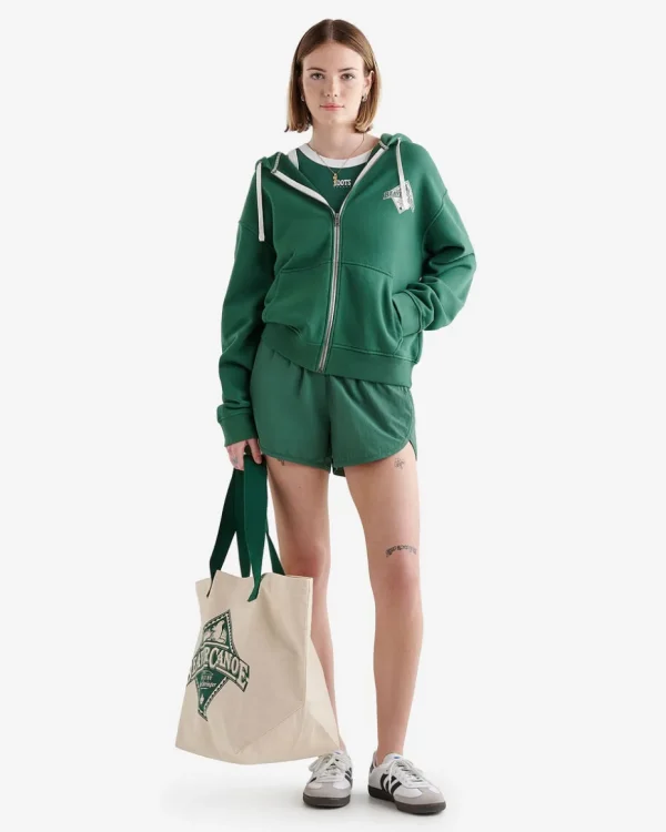 Clearance Roots Beaver Canoe Full Zip Hoodie FOREST GREEN