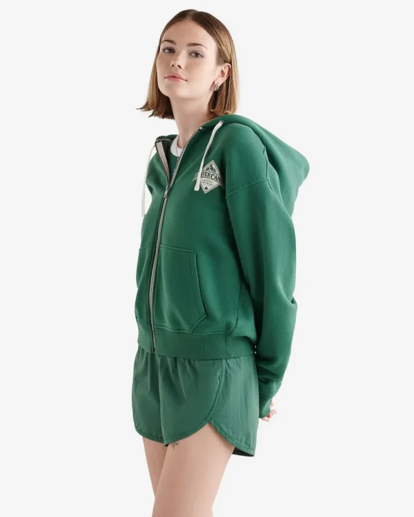 Clearance Roots Beaver Canoe Full Zip Hoodie FOREST GREEN