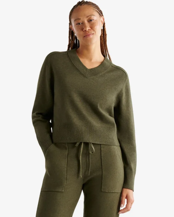 Discount Roots Bowen High V-Neck Sweater