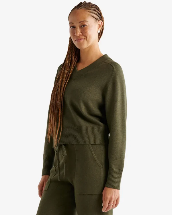 Discount Roots Bowen High V-Neck Sweater