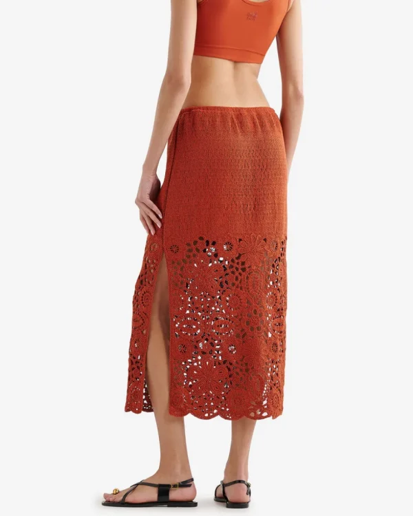 Store Roots Canyon Crochet Midi Skirt DEEP REDWOOD