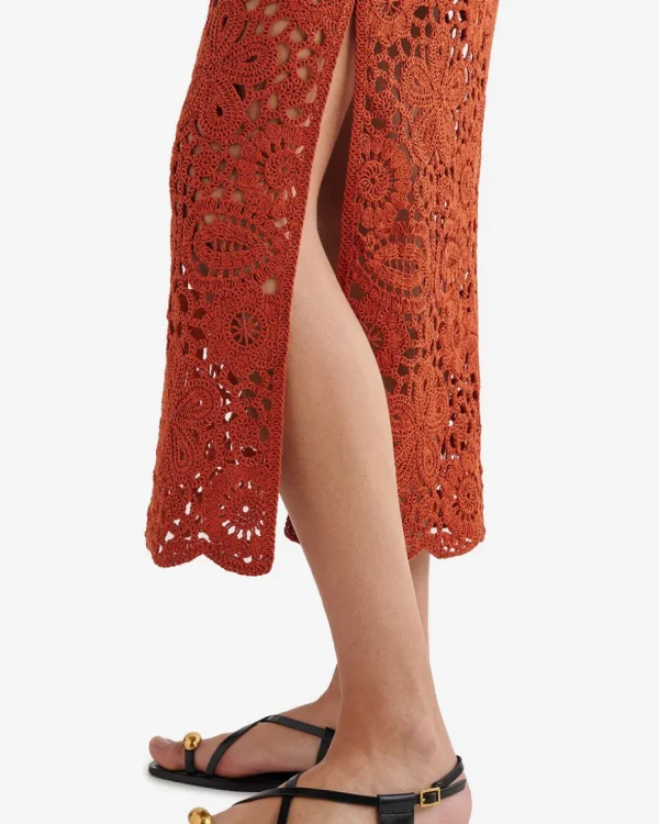 Store Roots Canyon Crochet Midi Skirt DEEP REDWOOD