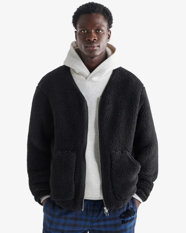 Clearance Roots Creekside Shearling Cardigan BLACK