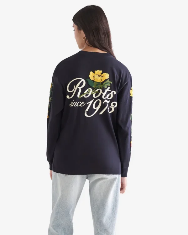 Clearance Roots Floral Long Sleeve T-Shirt BLACK