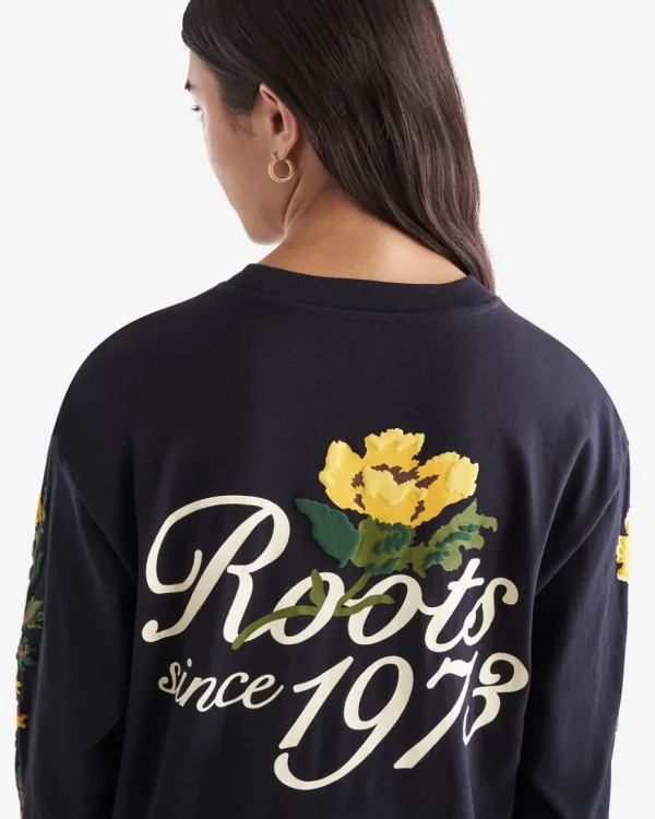 Clearance Roots Floral Long Sleeve T-Shirt BLACK