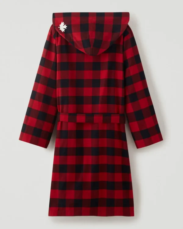 New Roots Gender Free Park Plaid Hooded Robe CABIN RED