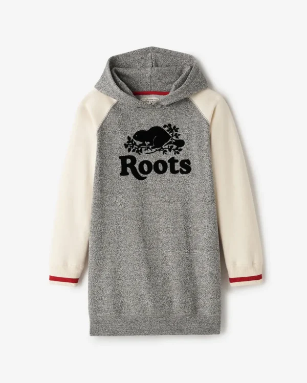 Outlet Roots Girls Cabin Hoodie Dress GREY OAT PEPPER