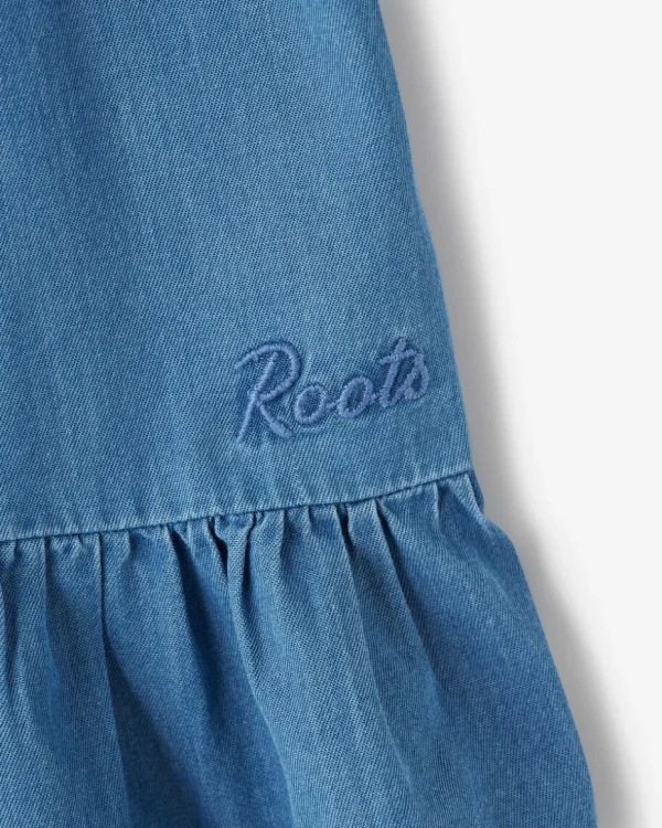 Fashion Roots Girls Chambray Tiered Dress WASHED INDIGO