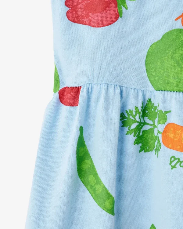 Clearance Roots Girls Garden Print Dress CLEAR SKY BLUE