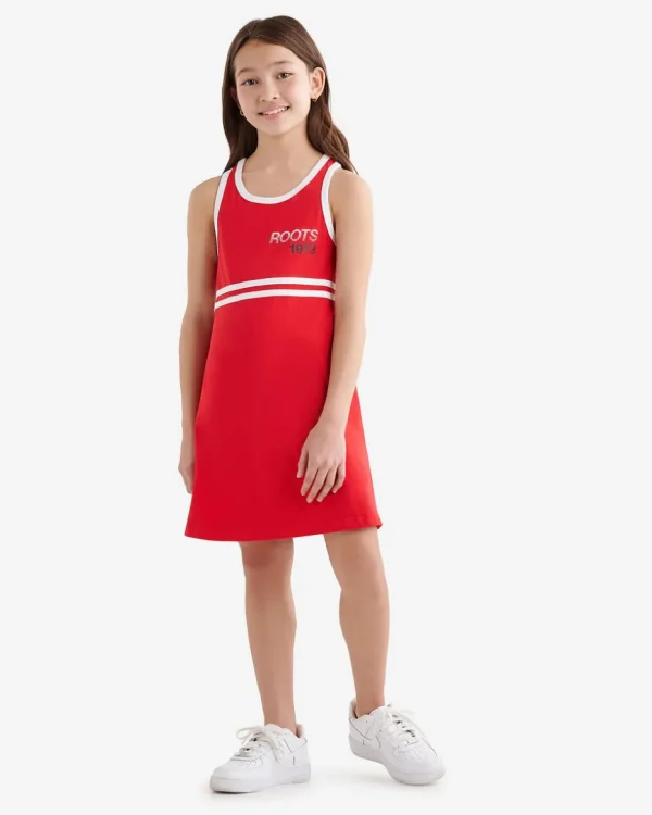 Online Roots Girls Northern Athletics Tank Dress JAM RED