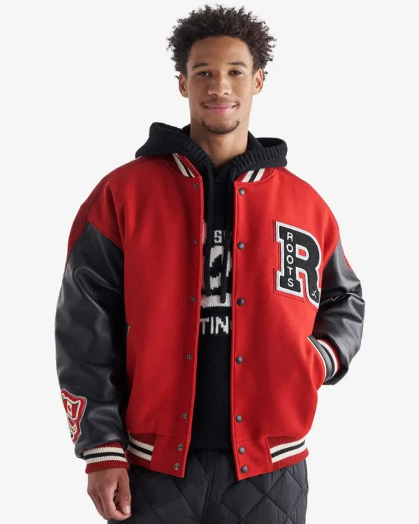 Hot Roots Hockey Varsity Jacket CARDINAL RED