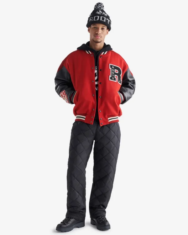 Hot Roots Hockey Varsity Jacket CARDINAL RED