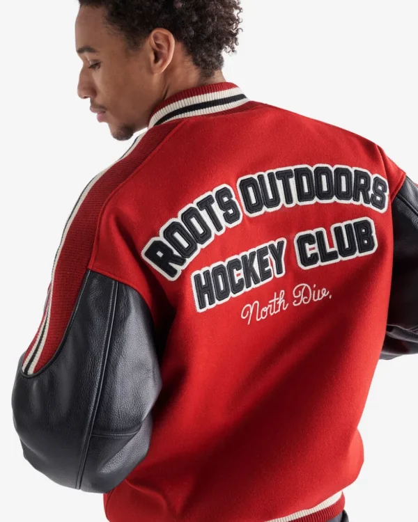 Hot Roots Hockey Varsity Jacket CARDINAL RED