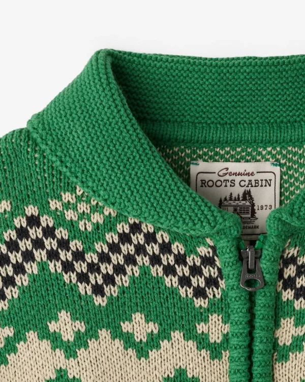 Cheap Roots Kids Cabin Shawl Fair Isle Cardigan KELLY GREEN