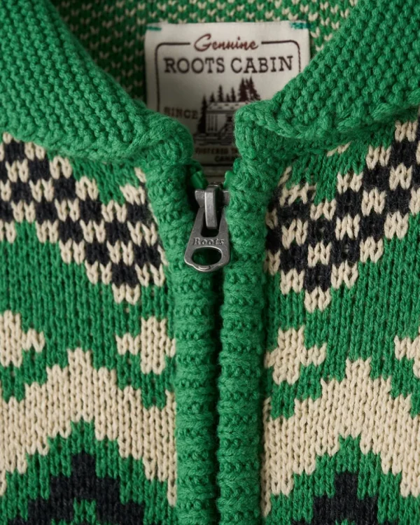 Cheap Roots Kids Cabin Shawl Fair Isle Cardigan KELLY GREEN