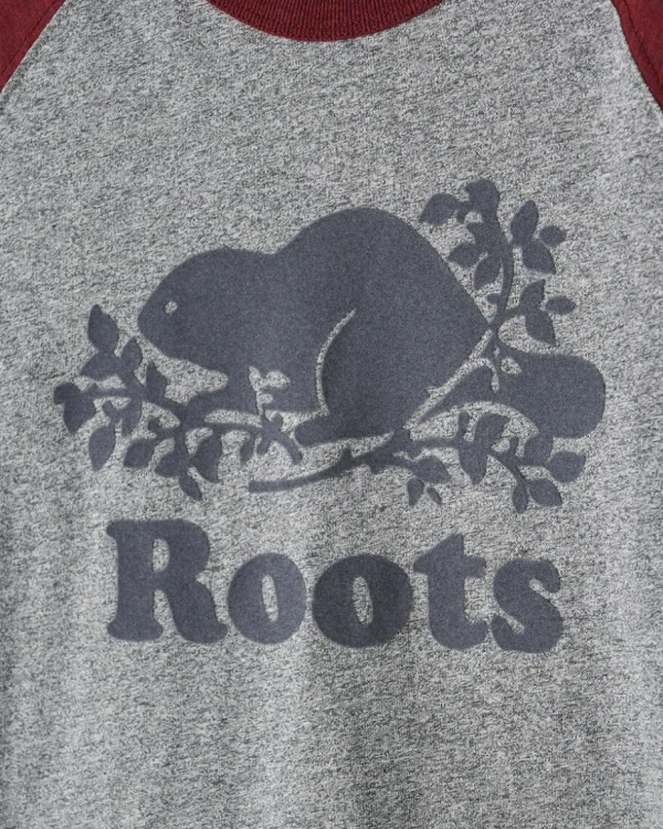 Sale Roots Kids Organic Cooper Baseball T-Shirt CHERRY COLA PEPPER