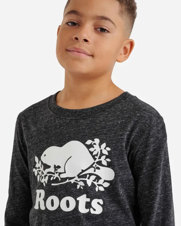 Discount Roots Kids Organic Original Cooper Beaver T-Shirt BLACK PEPPER