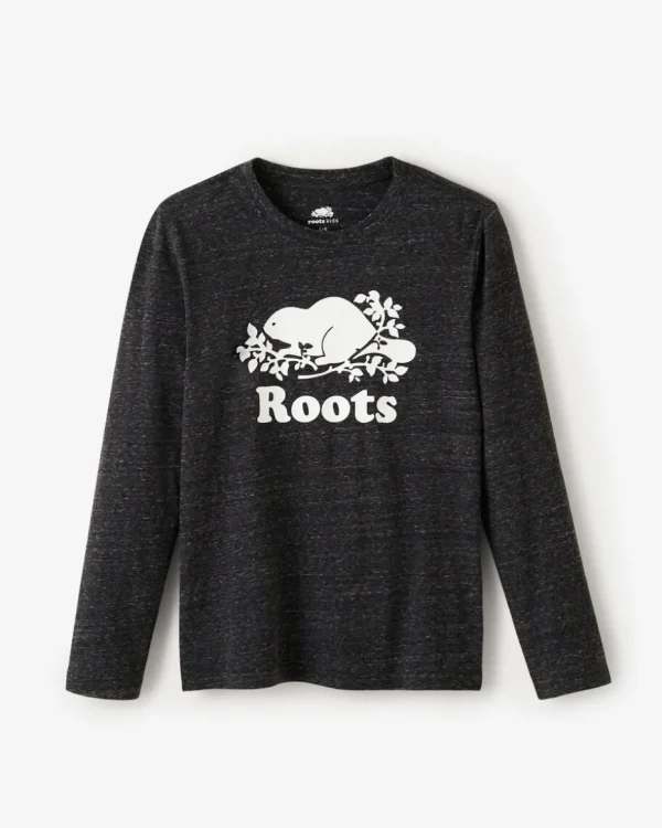 Discount Roots Kids Organic Original Cooper Beaver T-Shirt BLACK PEPPER