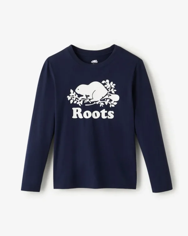 Flash Sale Roots Kids Organic Original Cooper Beaver T-Shirt NAVY BLAZER