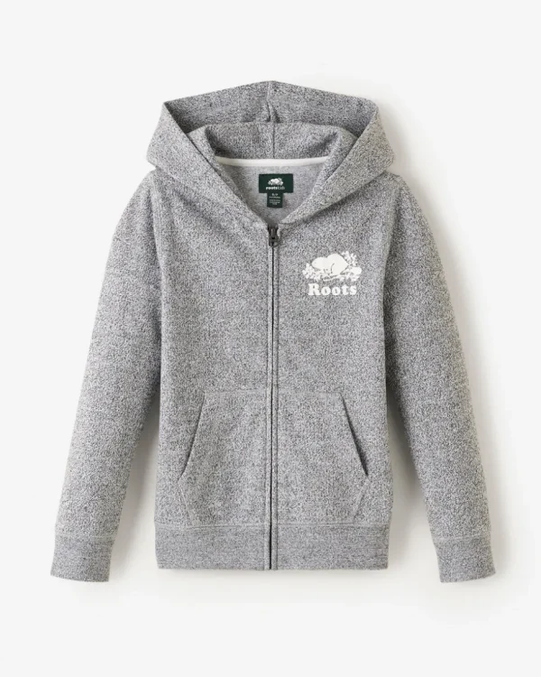 Sale Roots Kids Organic Original Full Zip Hoodie SALT & PEPPER