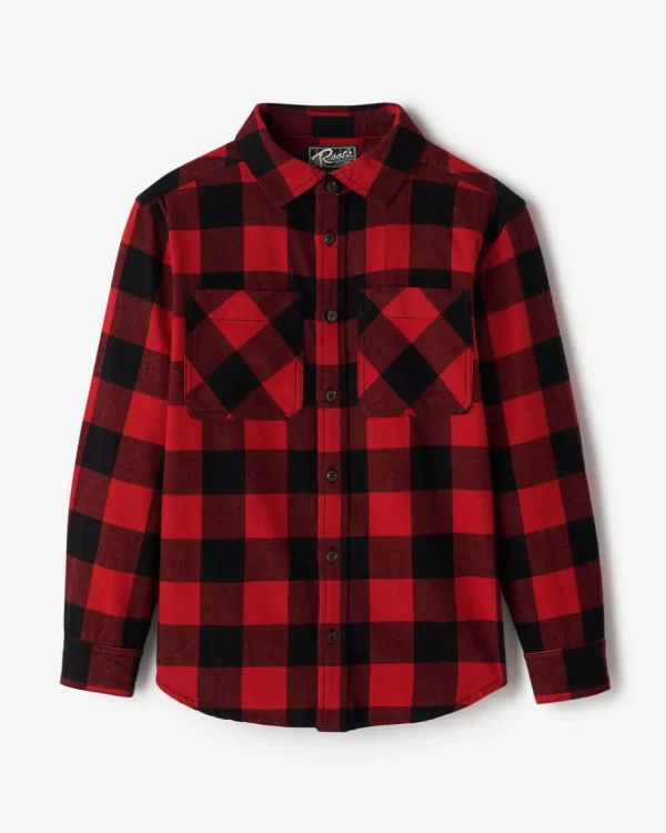 Clearance Roots Kids Park Plaid Shirt CABIN RED