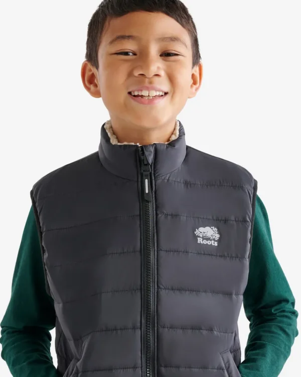 Outlet Roots Kids Reversible Puffer Vest BLACK