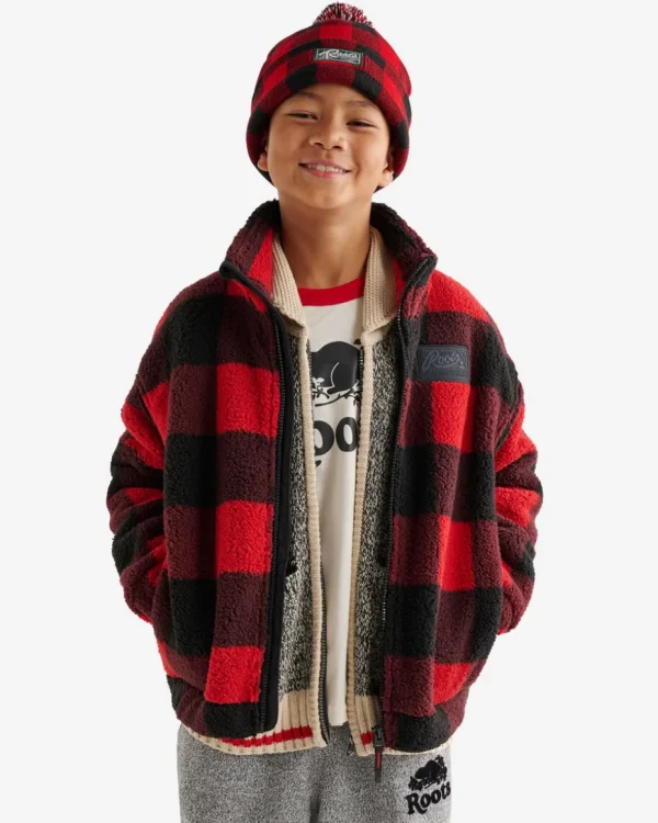 New Roots Kids Shearling Fleece Full Zip CABIN RED