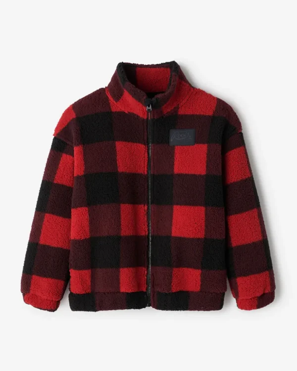 New Roots Kids Shearling Fleece Full Zip CABIN RED