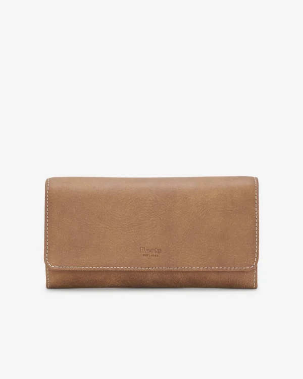 Cheap Roots Large Chequebook Clutch Tribe NATURAL