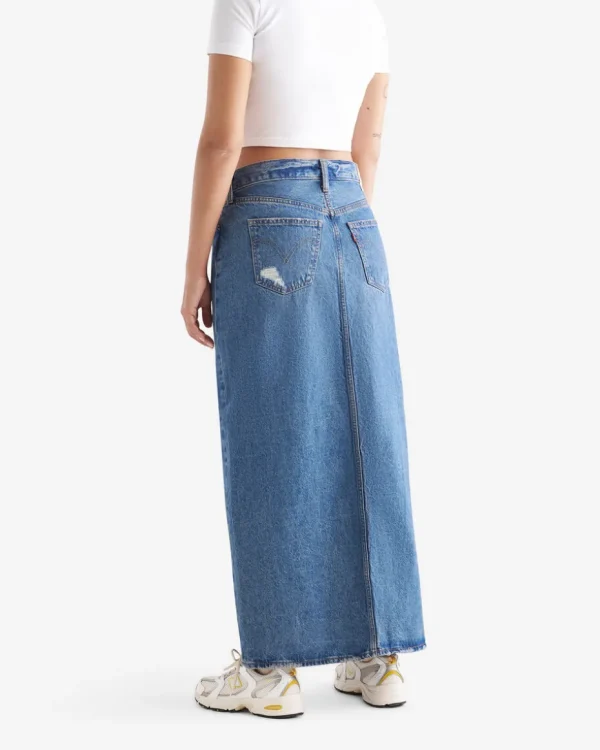 Shop Roots Levi's Ankle Column Skirt MEDIUM BLUE