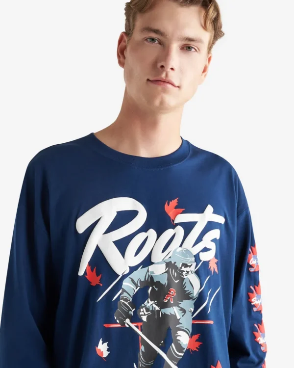 Discount Roots Mens Super Hockey Long Sleeve T-Shirt