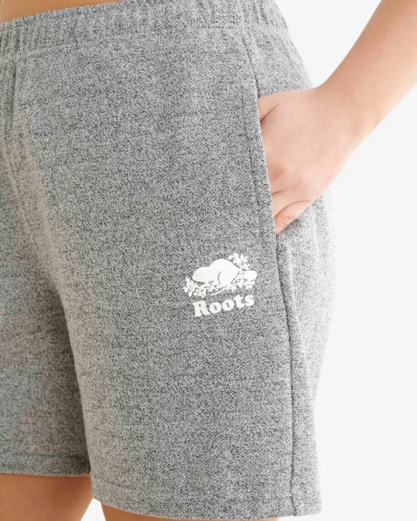 Cheap Roots Organic Cooper High Rise Sweatshort 6 Inch SALT & PEPPER