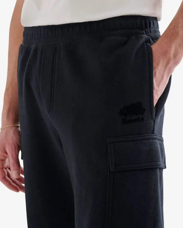 Outlet Roots Organic Original Cargo Sweatshort 9 Inch BLACK/BLACK