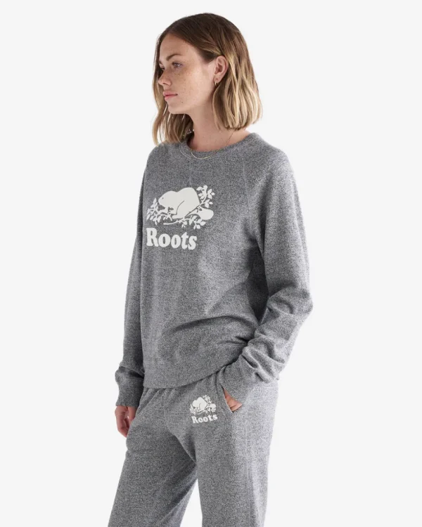 Sale Roots Organic Original Crew Sweatshirt SALT & PEPPER