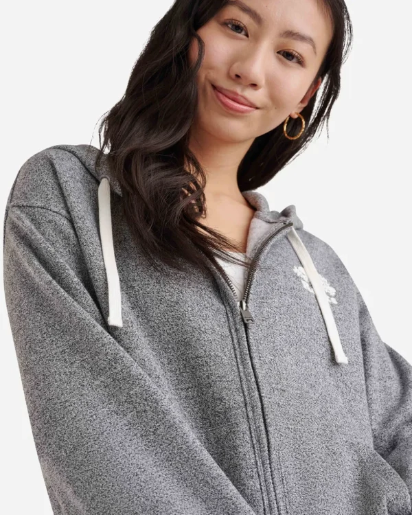 Outlet Roots Organic Original Relaxed Full Zip Hoodie SALT & PEPPER