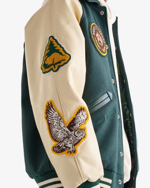 Clearance Roots Outdoors ’24 Varsity Jacket PARK GREEN/ECRU