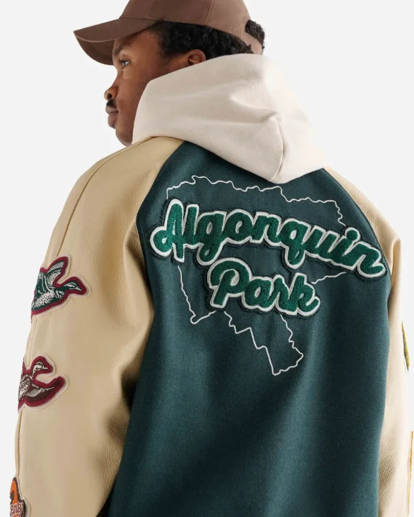 Clearance Roots Outdoors ’24 Varsity Jacket PARK GREEN/ECRU