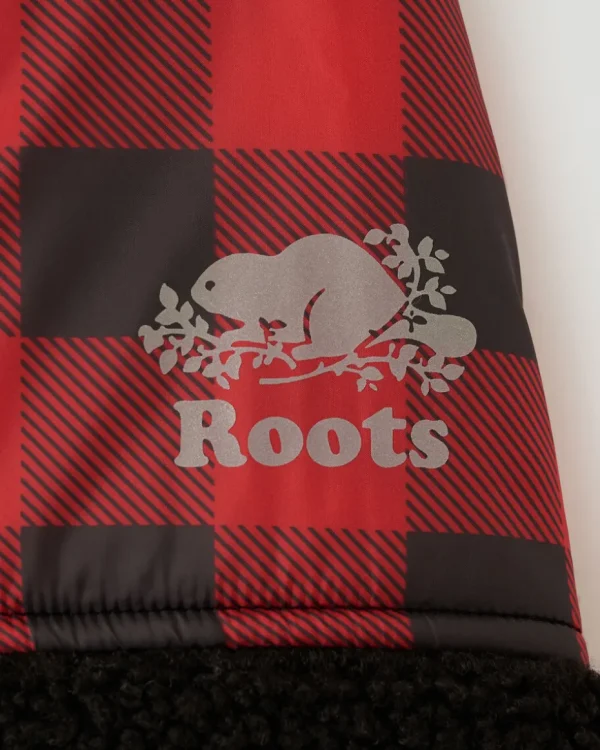 Sale Roots Pooch Park Plaid Sherpa Size 24 CABIN RED