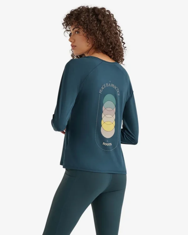 Flash Sale Roots Practice Peace Renew Long Sleeve Top FOREST TEAL