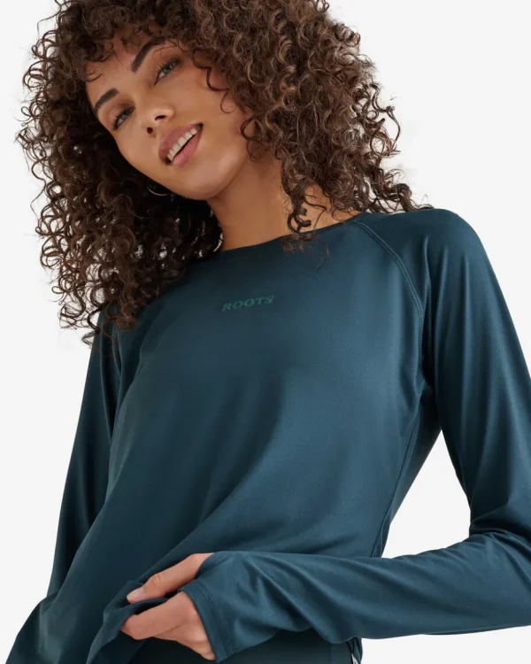 Flash Sale Roots Practice Peace Renew Long Sleeve Top FOREST TEAL