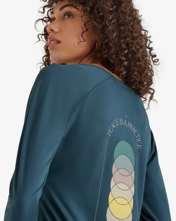 Flash Sale Roots Practice Peace Renew Long Sleeve Top FOREST TEAL