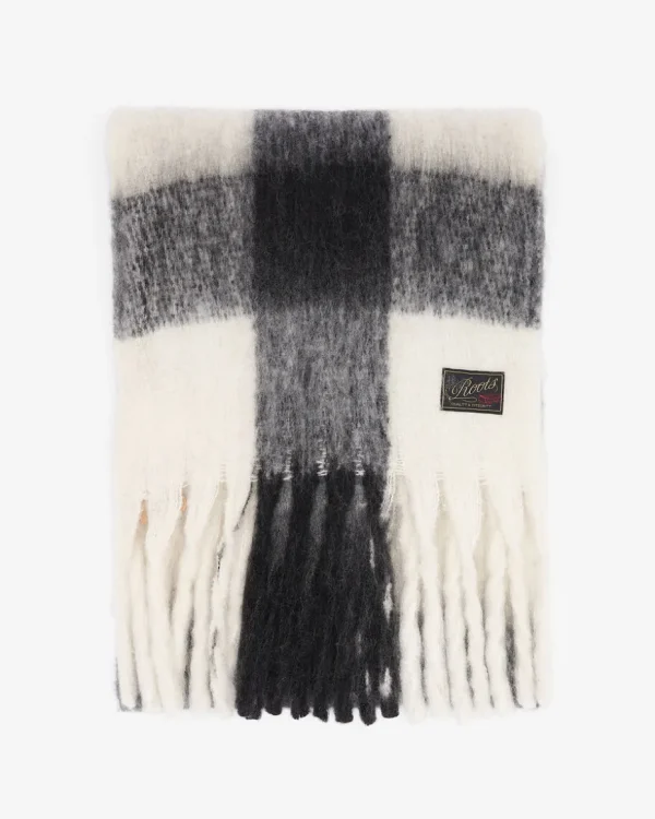 Sale Roots Relais Plaid Wool Blend Scarf WHITE/BLACK